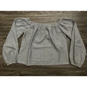 Brandy Melville Womens Long Sleeve Theia Off The Shoulder Striped Top